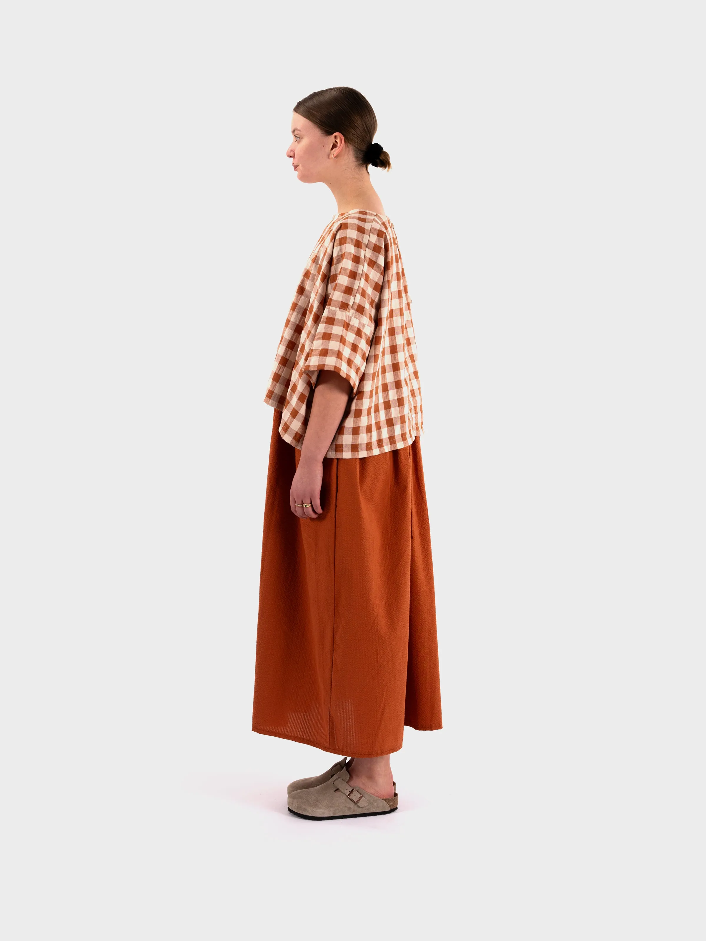 Kate Sheridan Edie Top - Rust Gingham