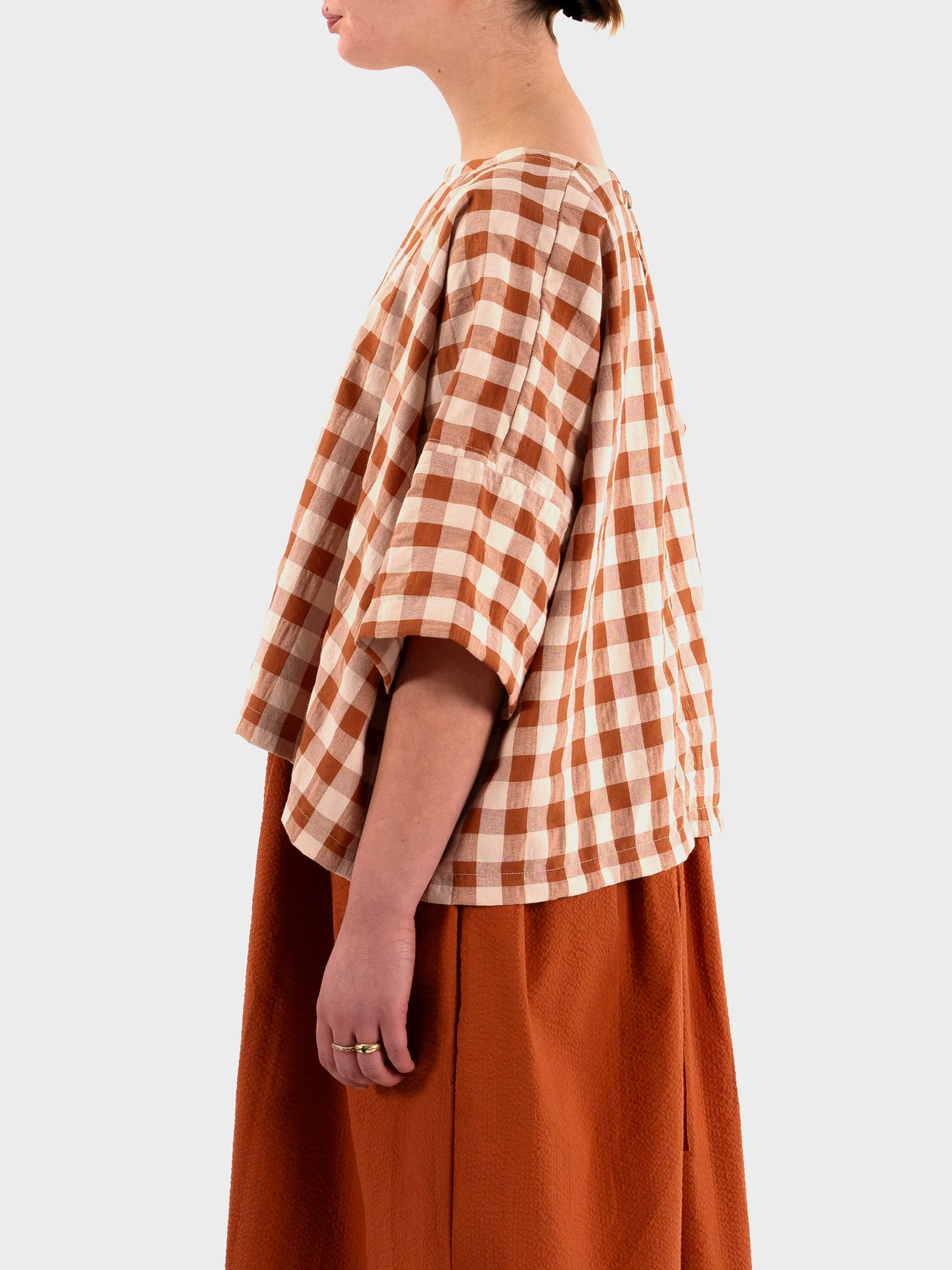 Kate Sheridan Edie Top - Rust Gingham