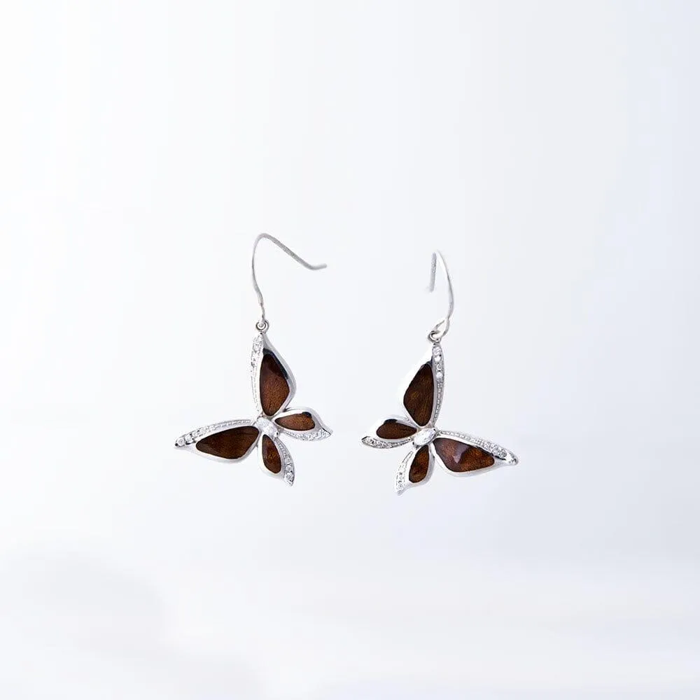 Koa Wood Pulelehua Earrings