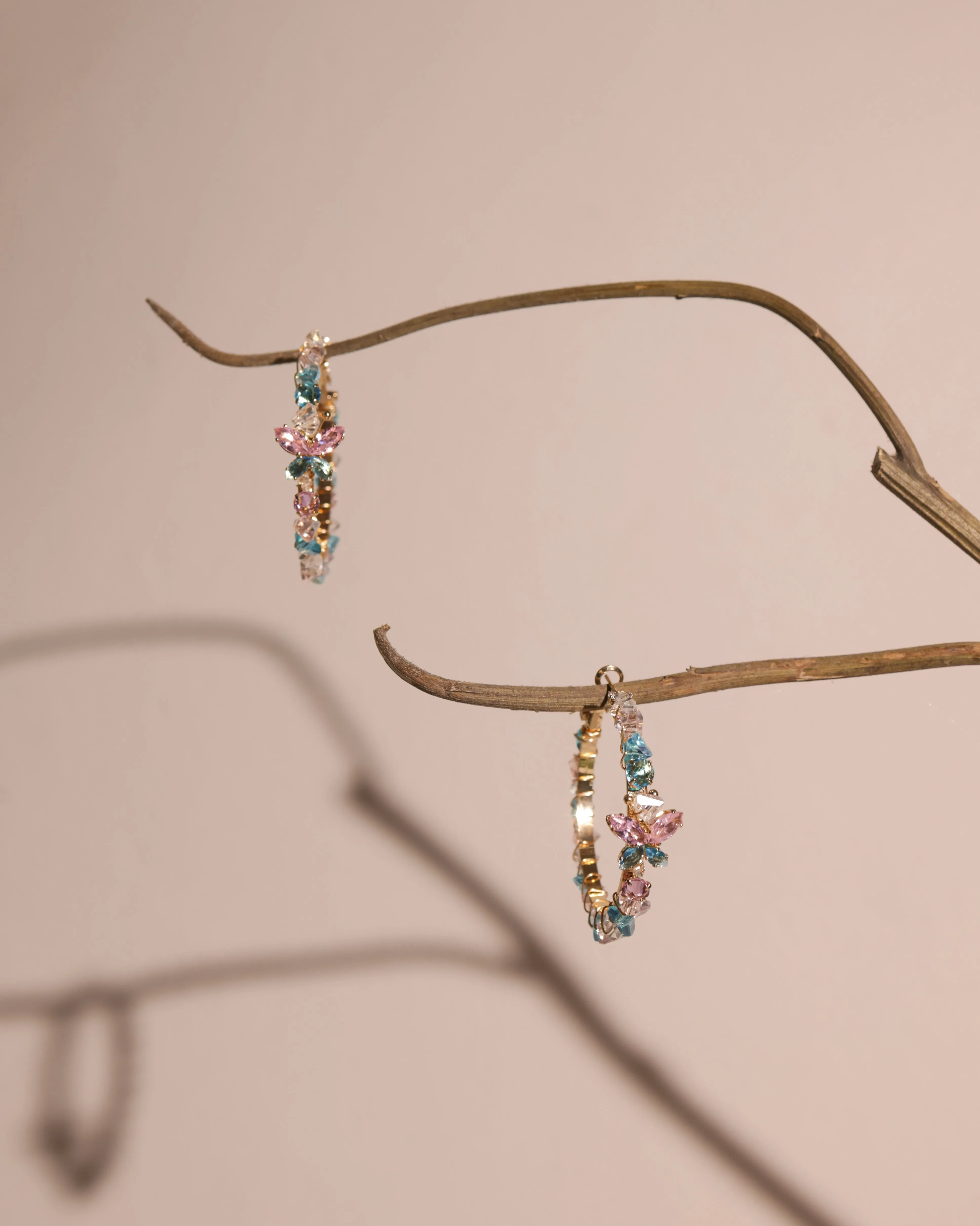 Korean Crystal Bow Hoops