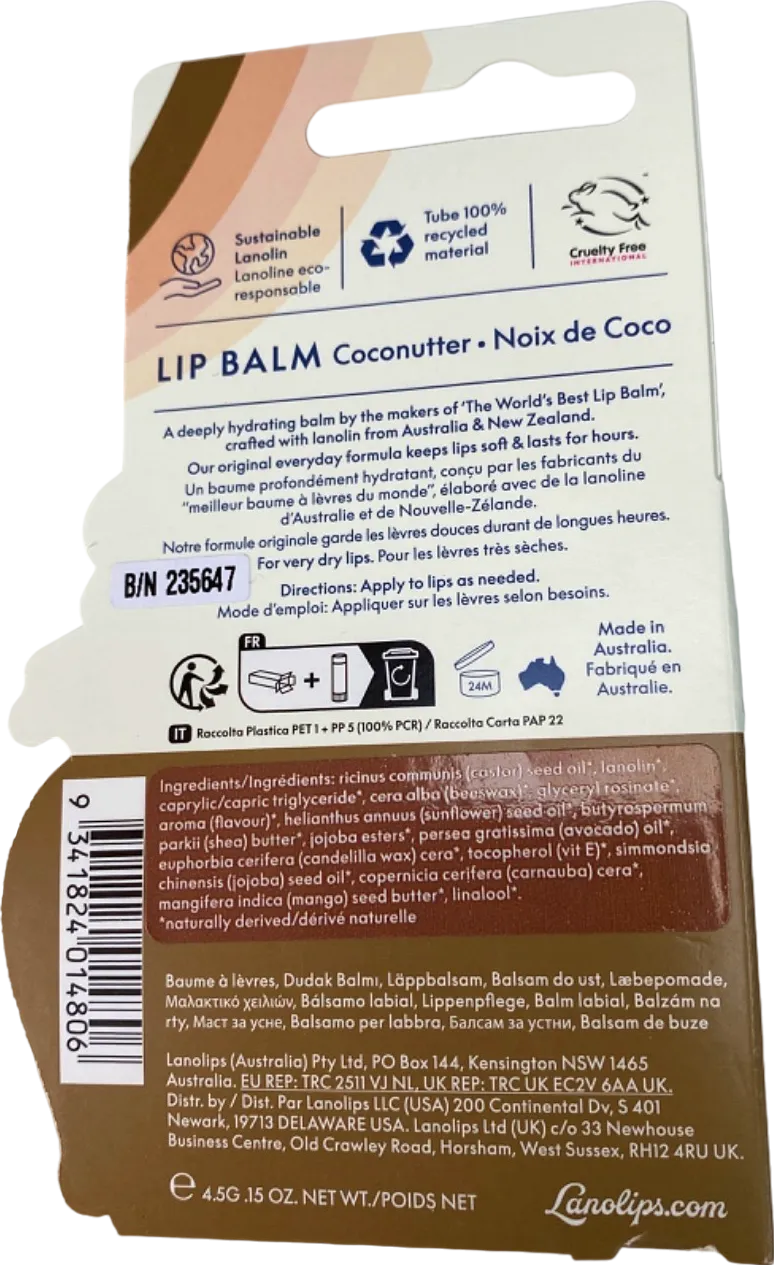 Lanolips Ultra-Hydrating Lip Balm Basic Balm Coconutter 4.5g