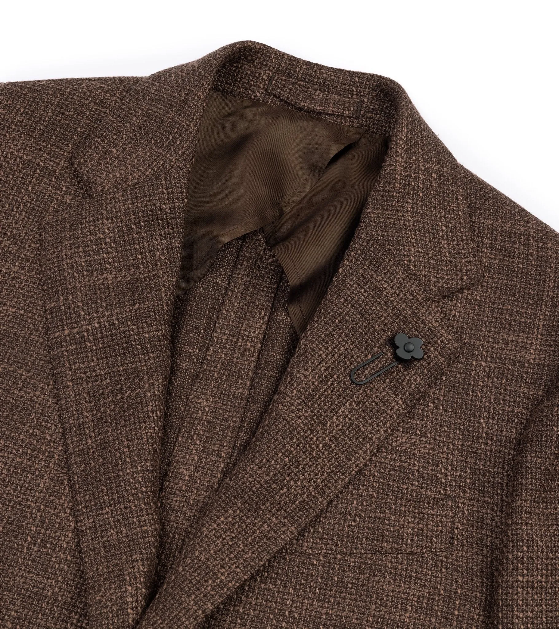 Lardini Loro Piana Wool Cotton Silk Basketweave Jacket: Brown