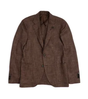 Lardini Loro Piana Wool Cotton Silk Basketweave Jacket: Brown