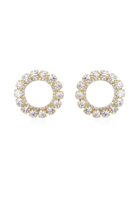 Large Crystal & Circle Stud Earrings