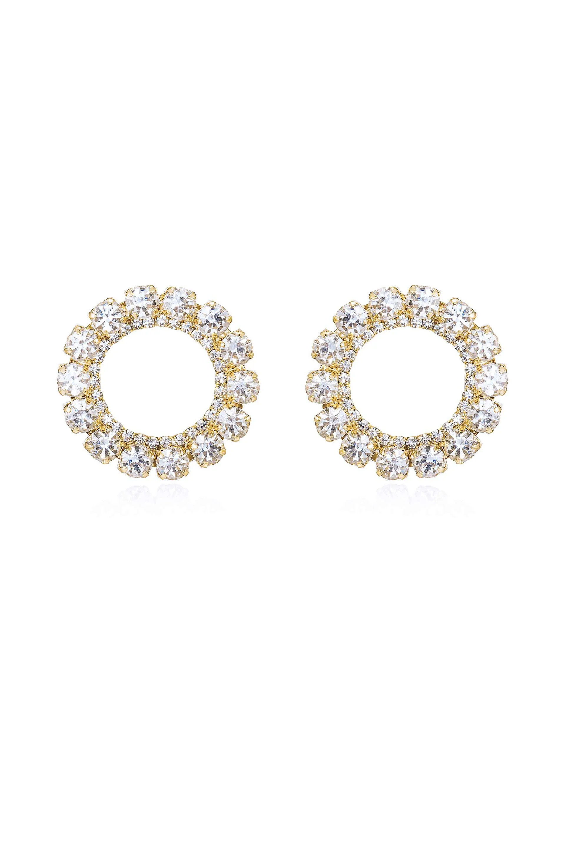 Large Crystal & Circle Stud Earrings