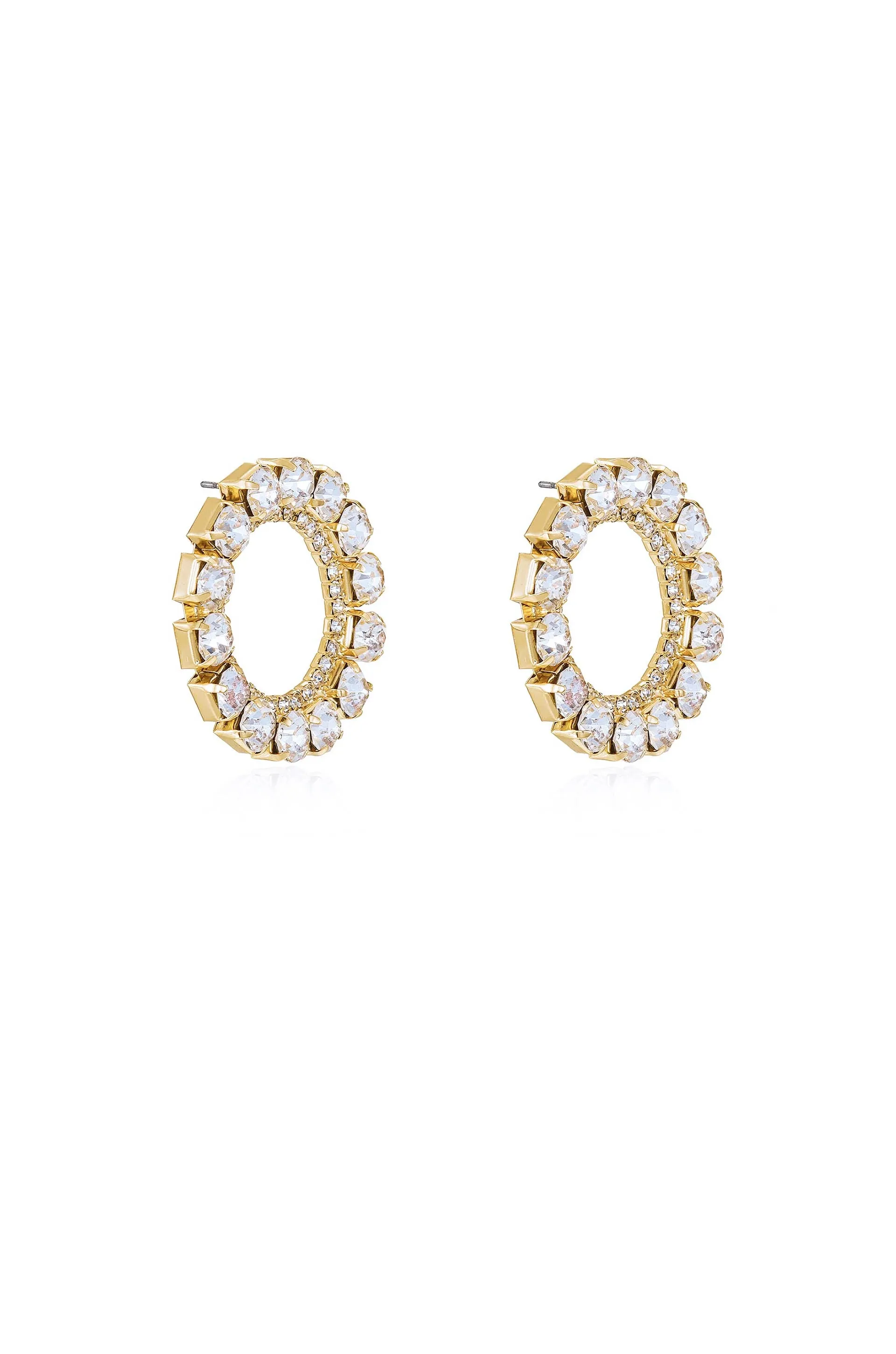 Large Crystal & Circle Stud Earrings