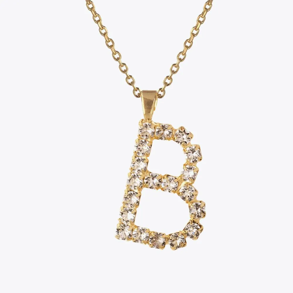 Letter Necklace B / Crystal