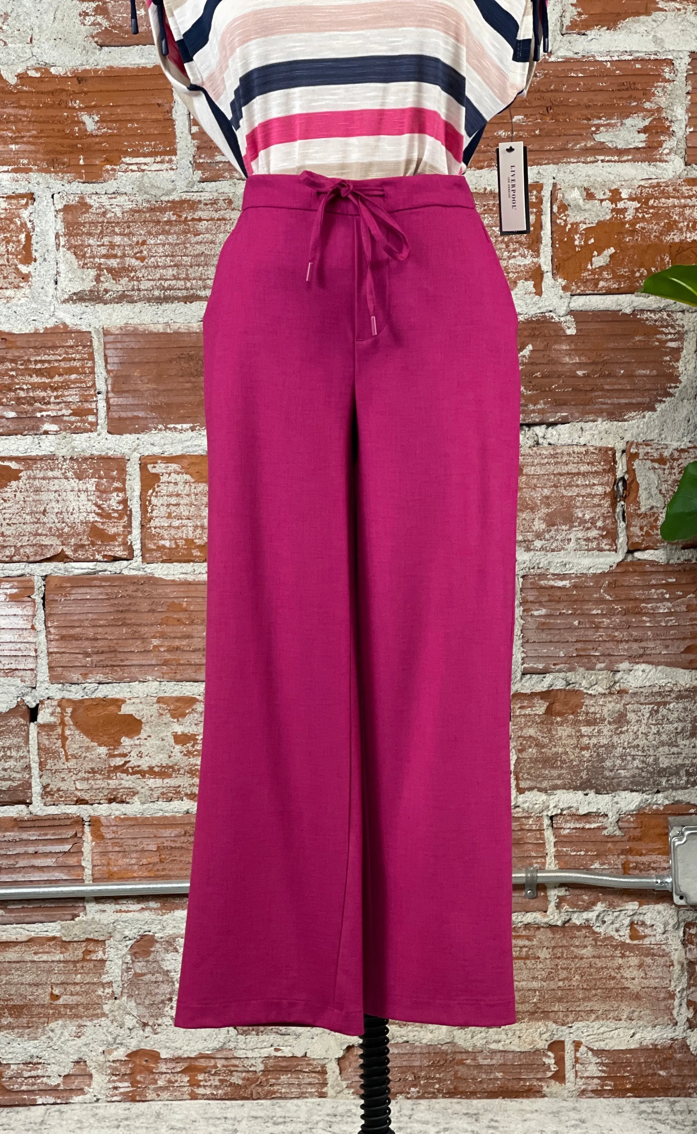 Liverpool Wide Leg Trousers in Fuchsia Kiss