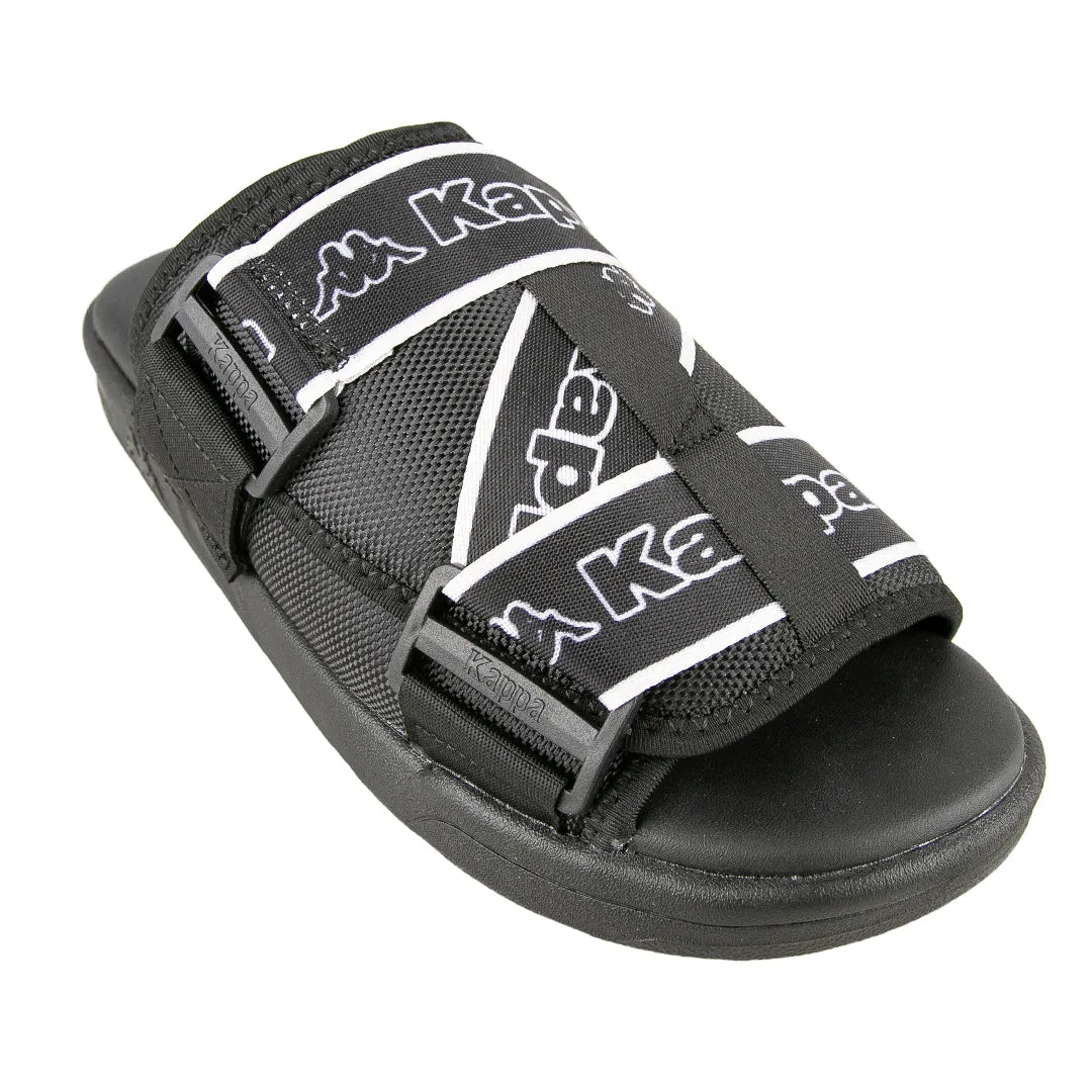 Logo Tape Kalpi Sandals - Black White