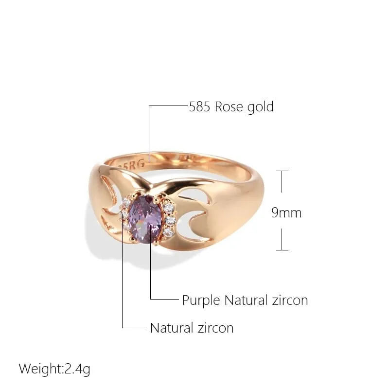 Luxury Amazing Purple Amethyst Oval Zircon Ring