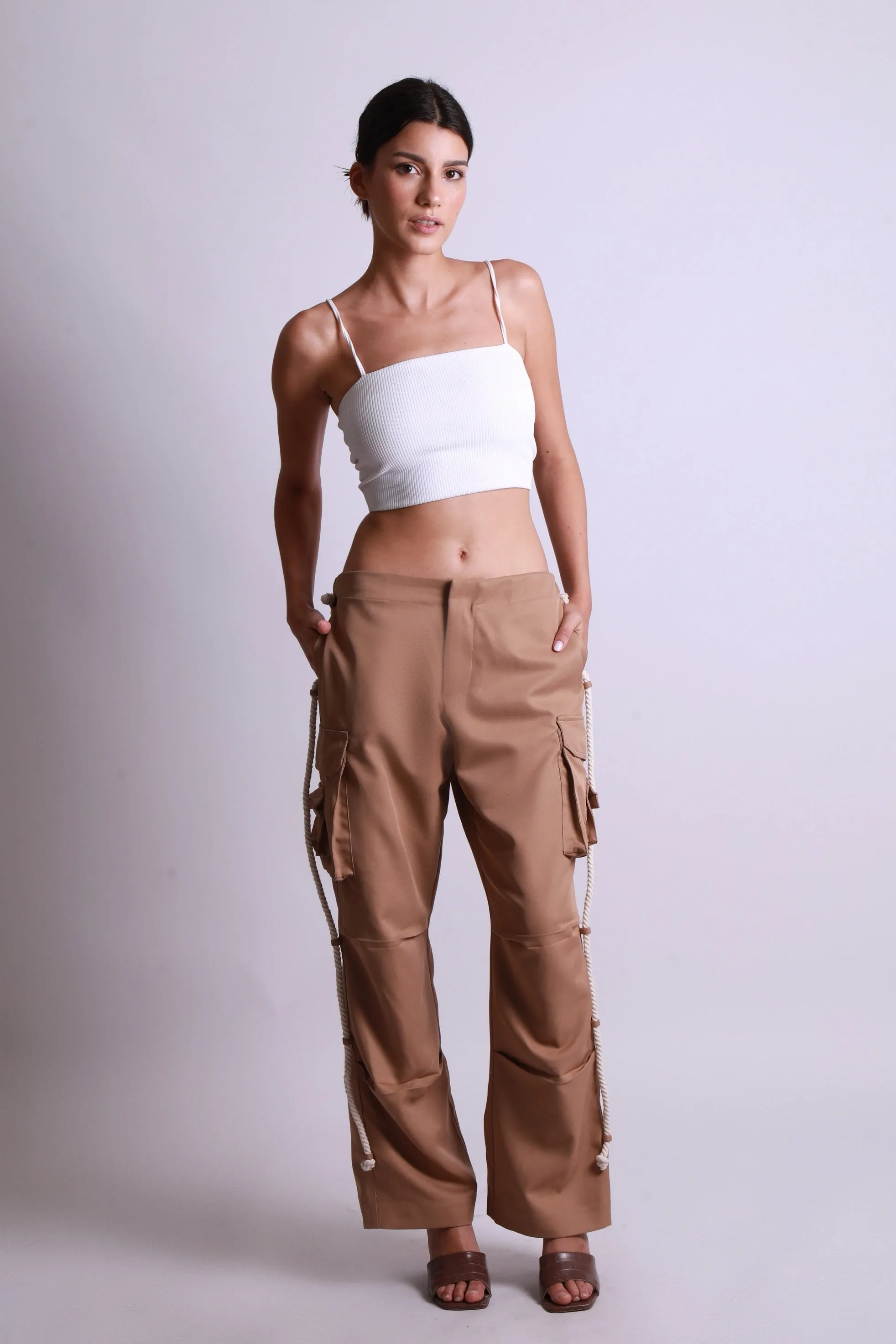 MAISON BEIGE PANTALON CARGO BEIGE