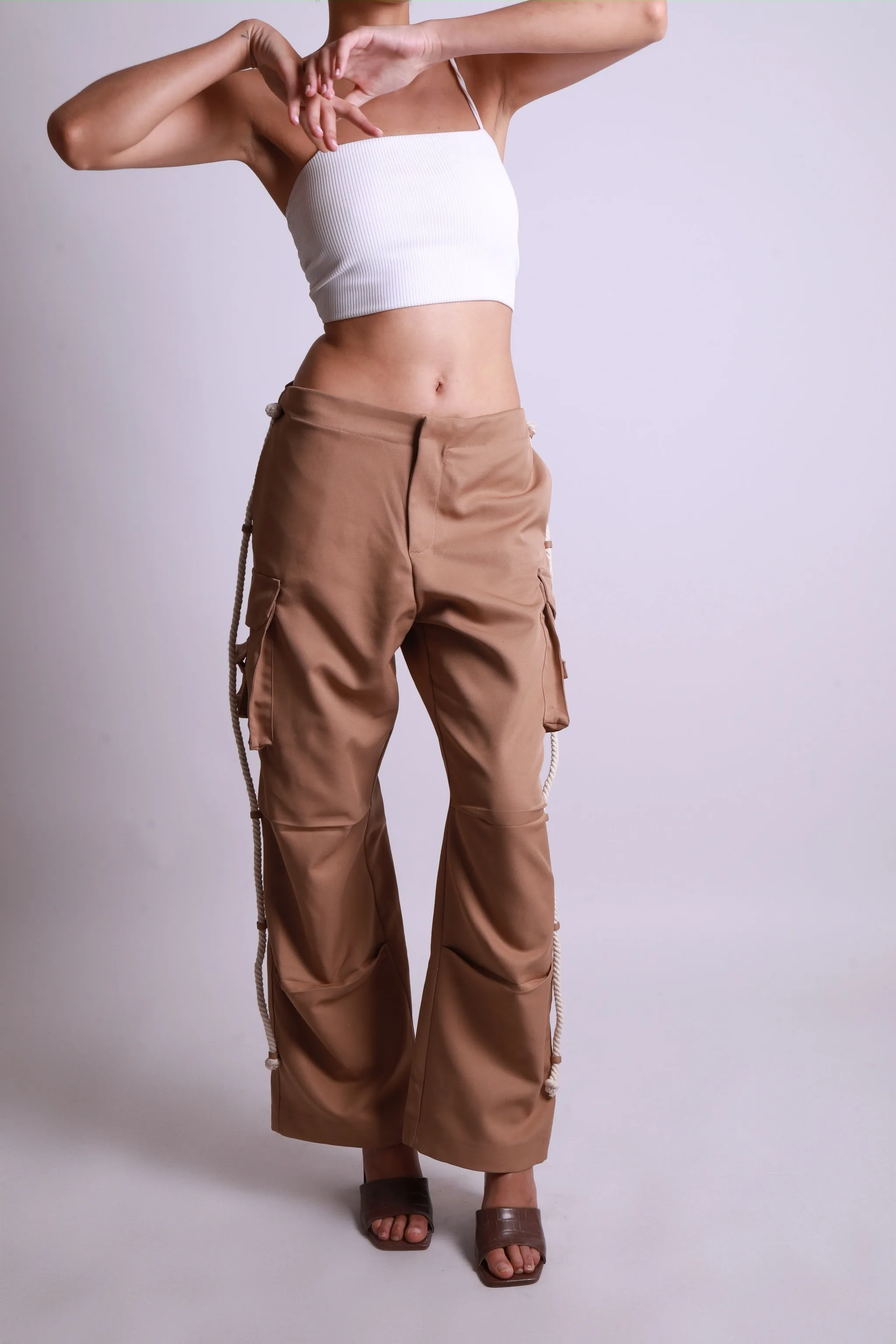 MAISON BEIGE PANTALON CARGO BEIGE