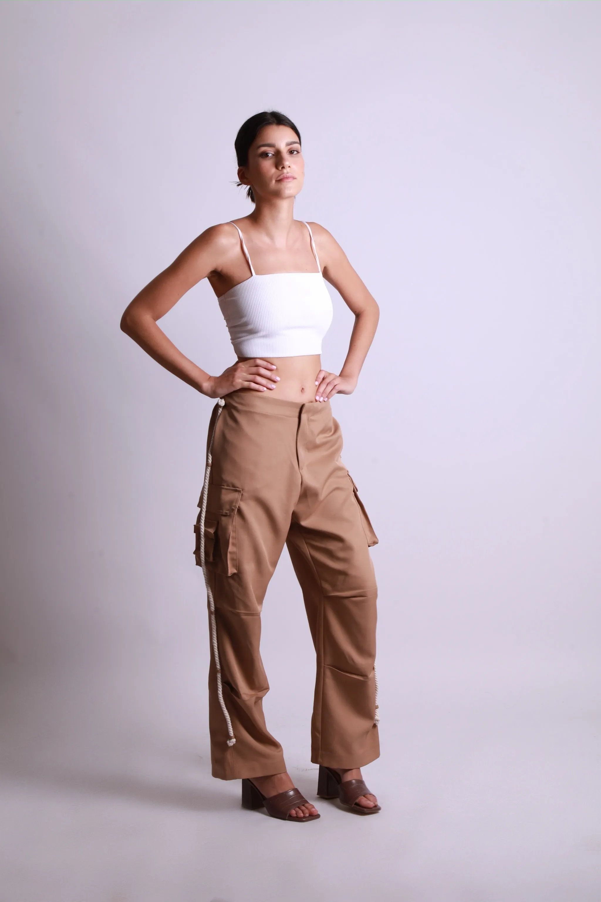 MAISON BEIGE PANTALON CARGO BEIGE