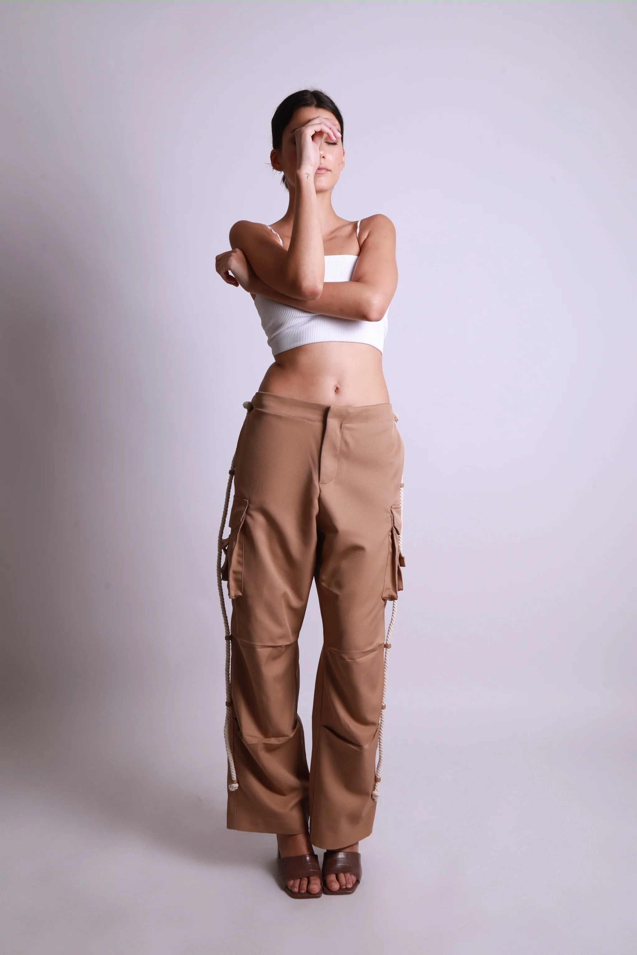 MAISON BEIGE PANTALON CARGO BEIGE