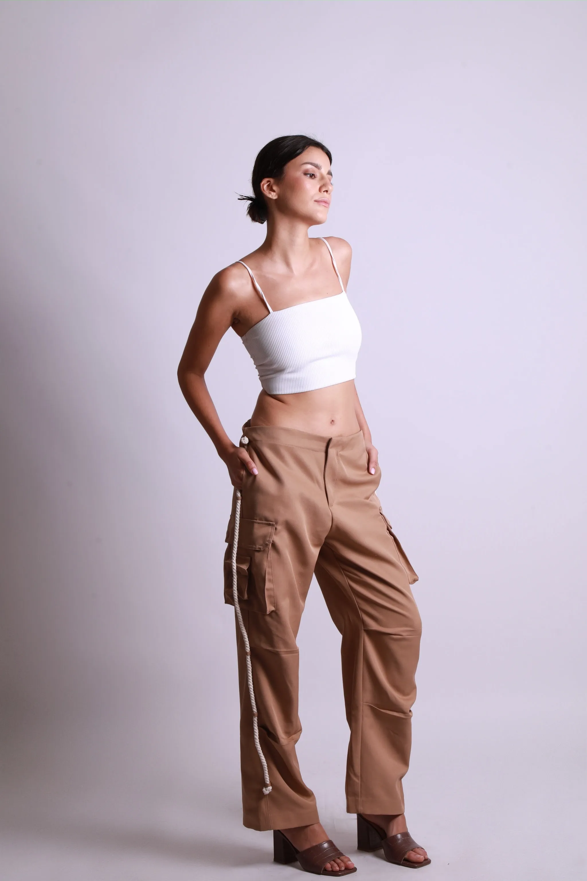 MAISON BEIGE PANTALON CARGO BEIGE