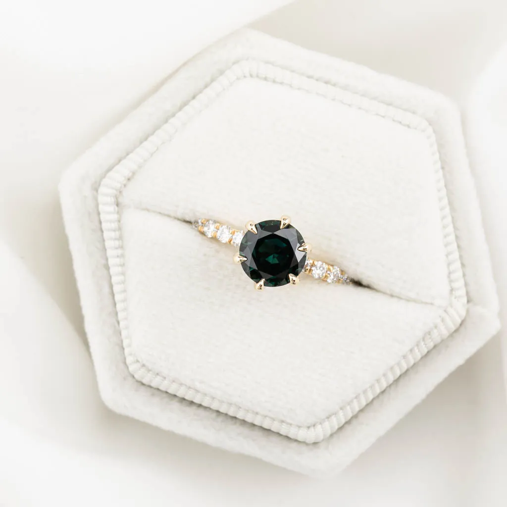 Maria Luxe Grand Ring 1.58ct Blue Green Queensland Sapphire, 14K Yellow Gold (One of a kind)