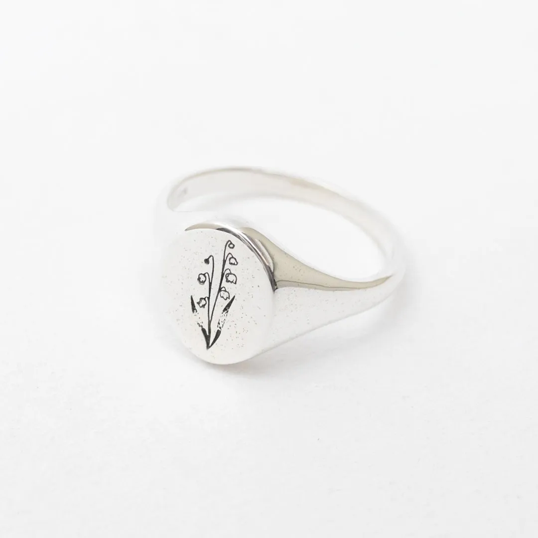 May Birth Flower Signet Ring