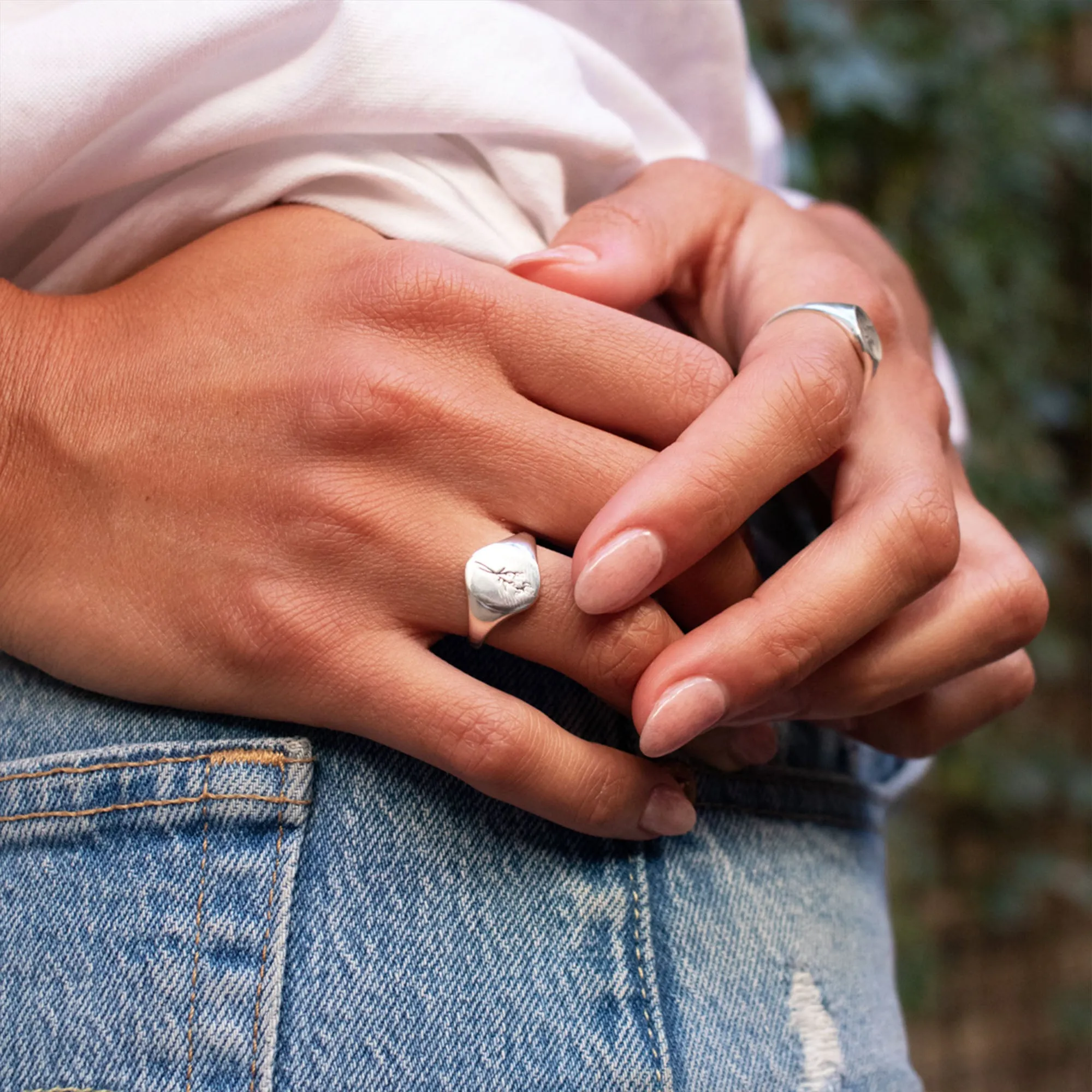 May Birth Flower Signet Ring