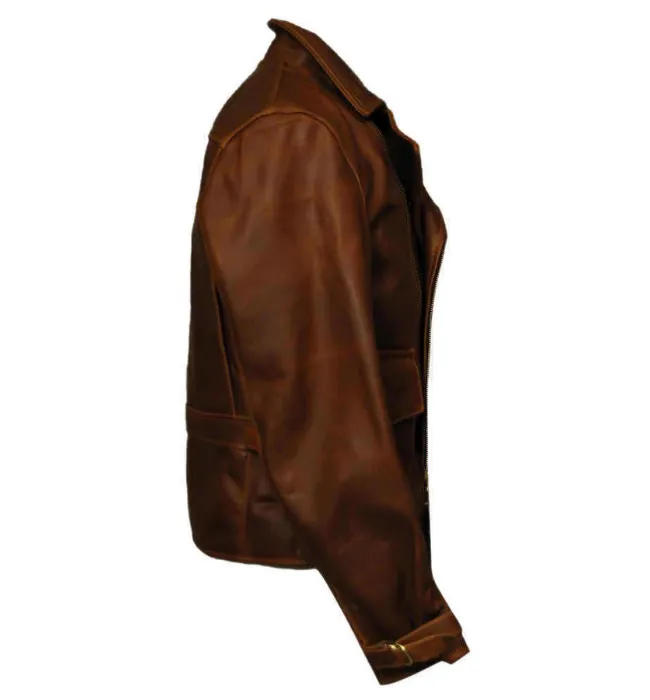 Mens Brando Cafe Racer Motorcycle Leather Jacket