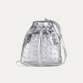 Mini Crossbody Tote | "The Cher" Silver Metallic Leather   Silver Hardware