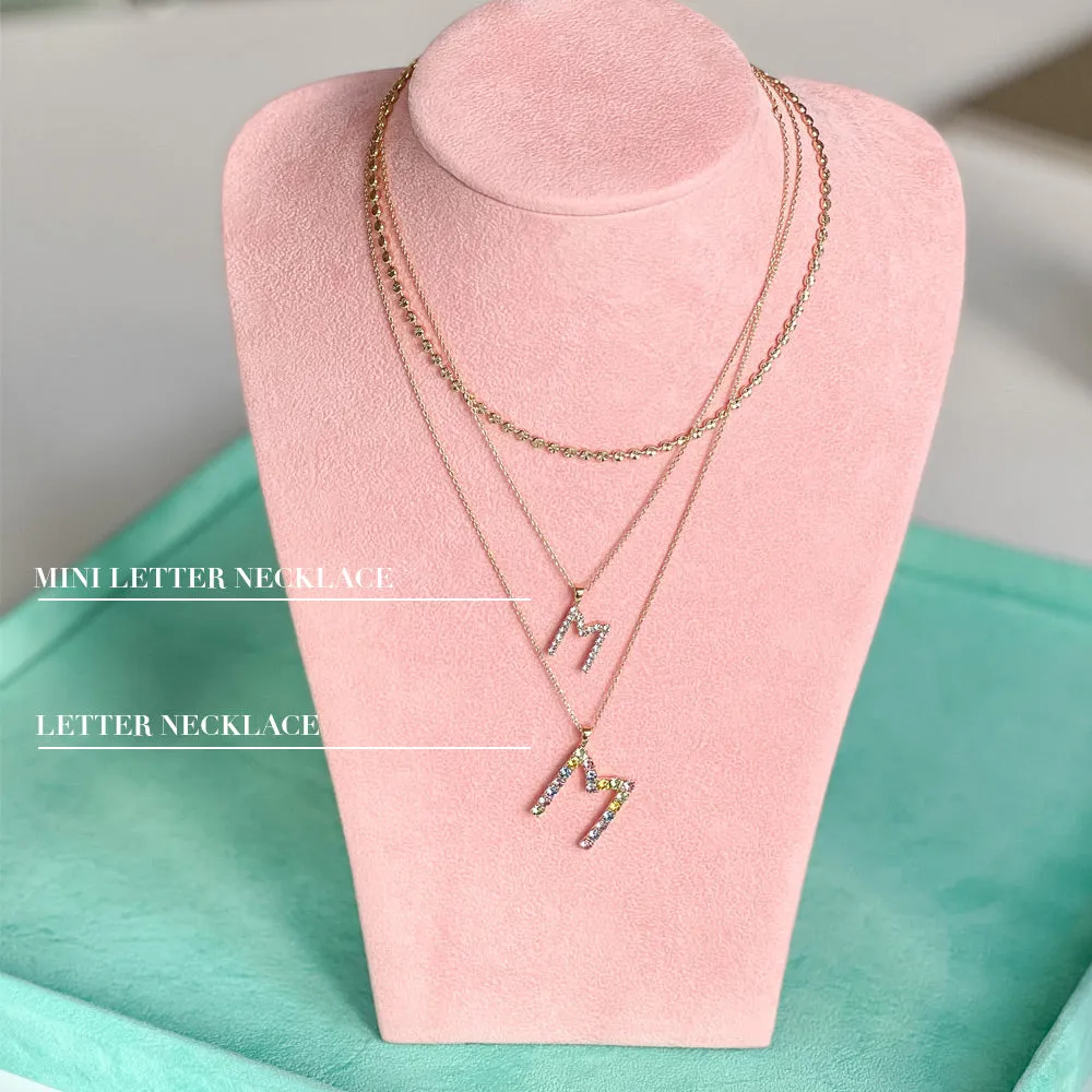 Mini Letter Necklace Z / Crystal