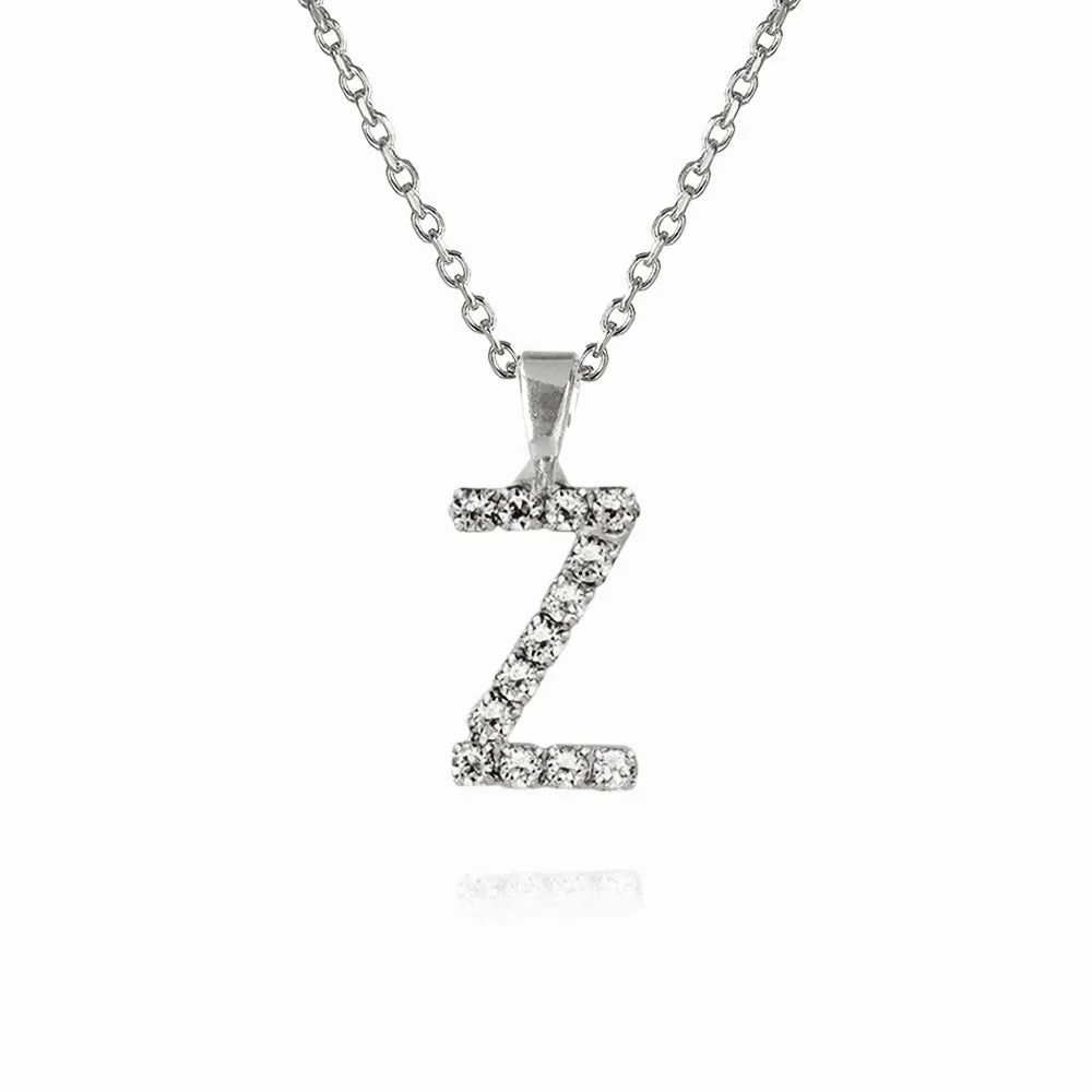 Mini Letter Necklace Z / Crystal