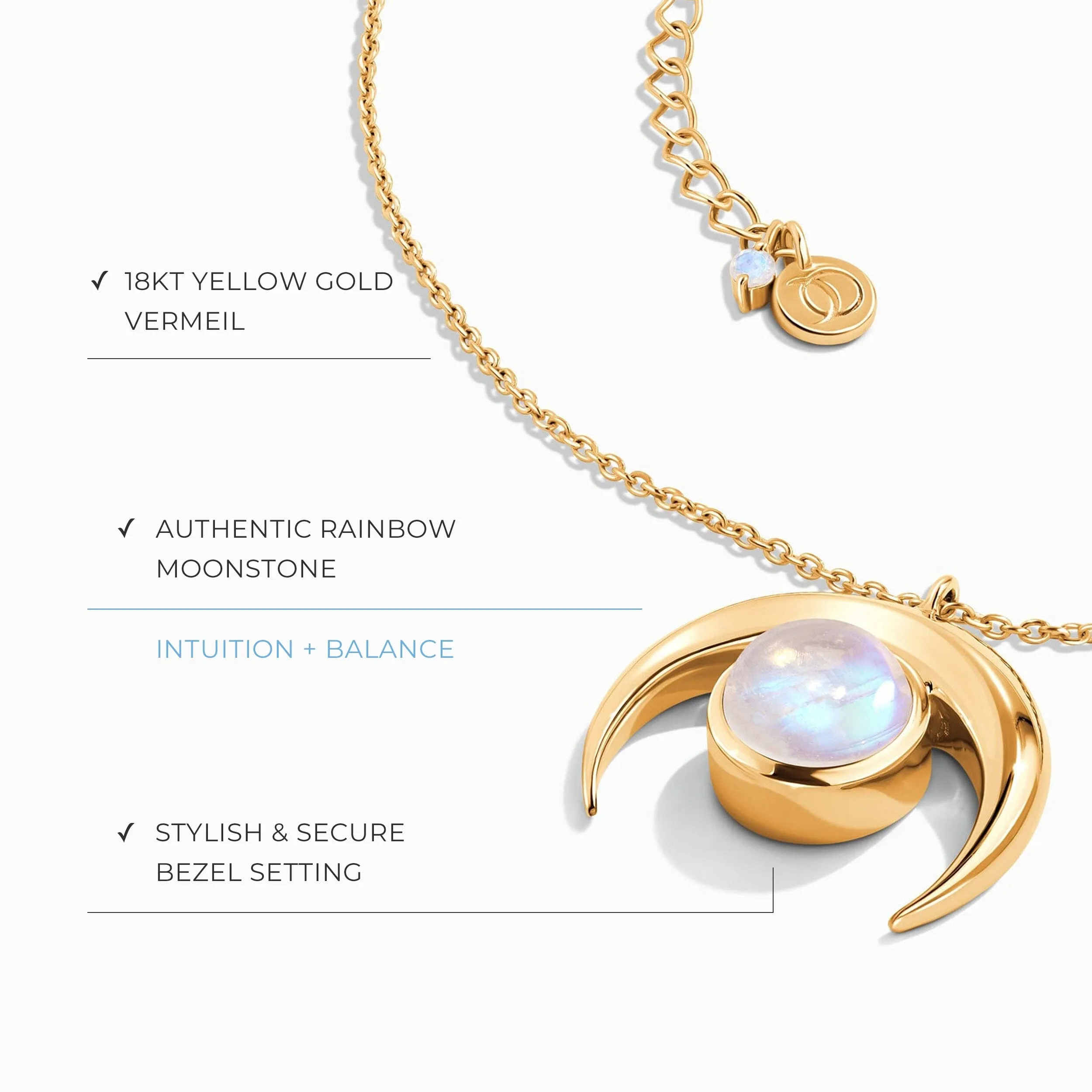 Moonstone Necklace - Crescent Moon