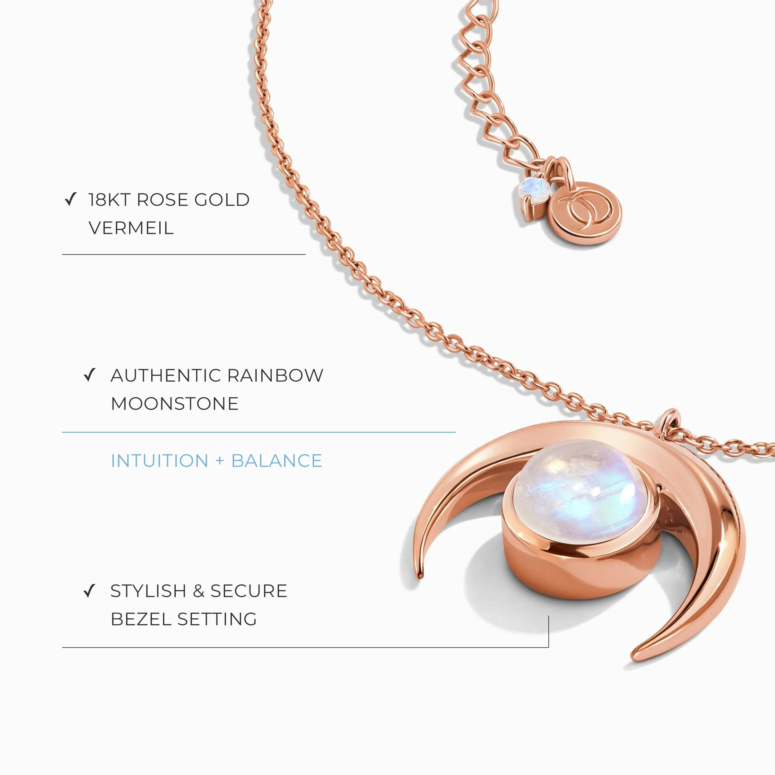 Moonstone Necklace - Crescent Moon