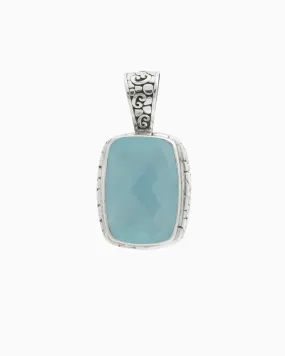 North Star Stone Pendant with Turtle Texture - Blue Chalcedony