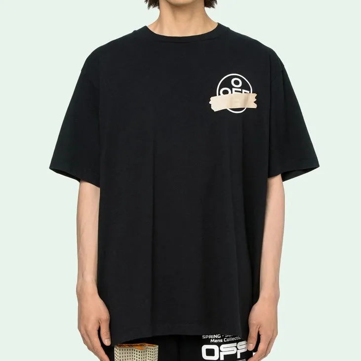 Off White Tape Arrow Oversized Black Tee