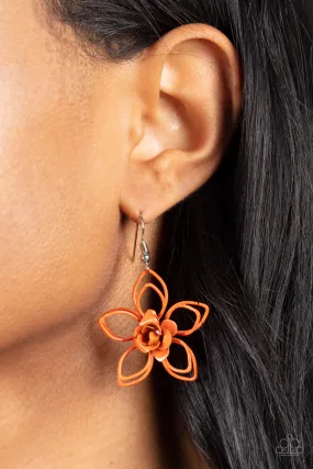 Paparazzi Botanical Bonanza - Orange - Rosebud Floral Earrings