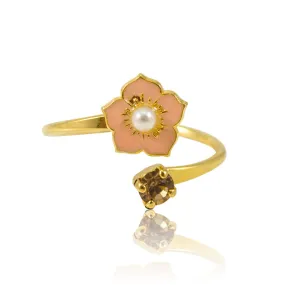 Peach Flower Adjustable Ring by Eric et Lydie