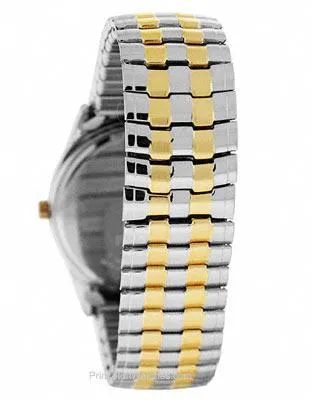 Pulsar Mens Expansion Band - Stainless & Gold Tone - Black Face