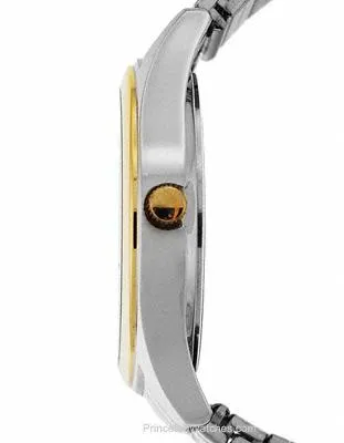 Pulsar Mens Expansion Band - Stainless & Gold Tone - Black Face