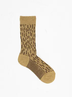 Rain Drop Crew Socks Khaki & Dark Brown