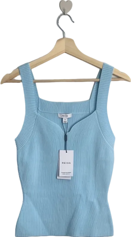 Reiss Light Blue Dani Sweetheart Neck Vest Top UK 12