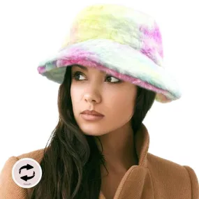 Reversible Colorful Soft Faux Fur Bucket Hat