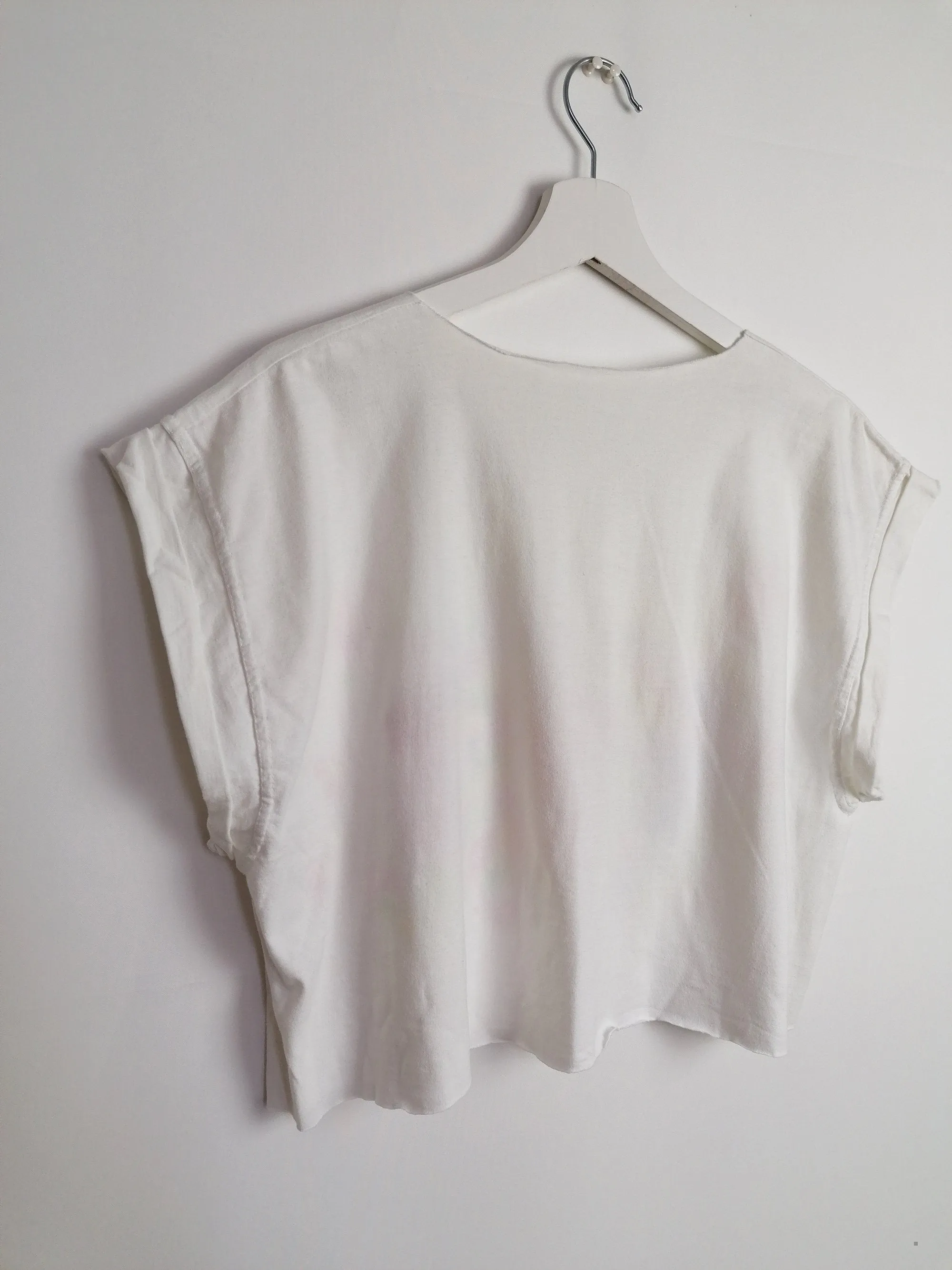 Reworked Hand-painted Rorschach  Crop Top White