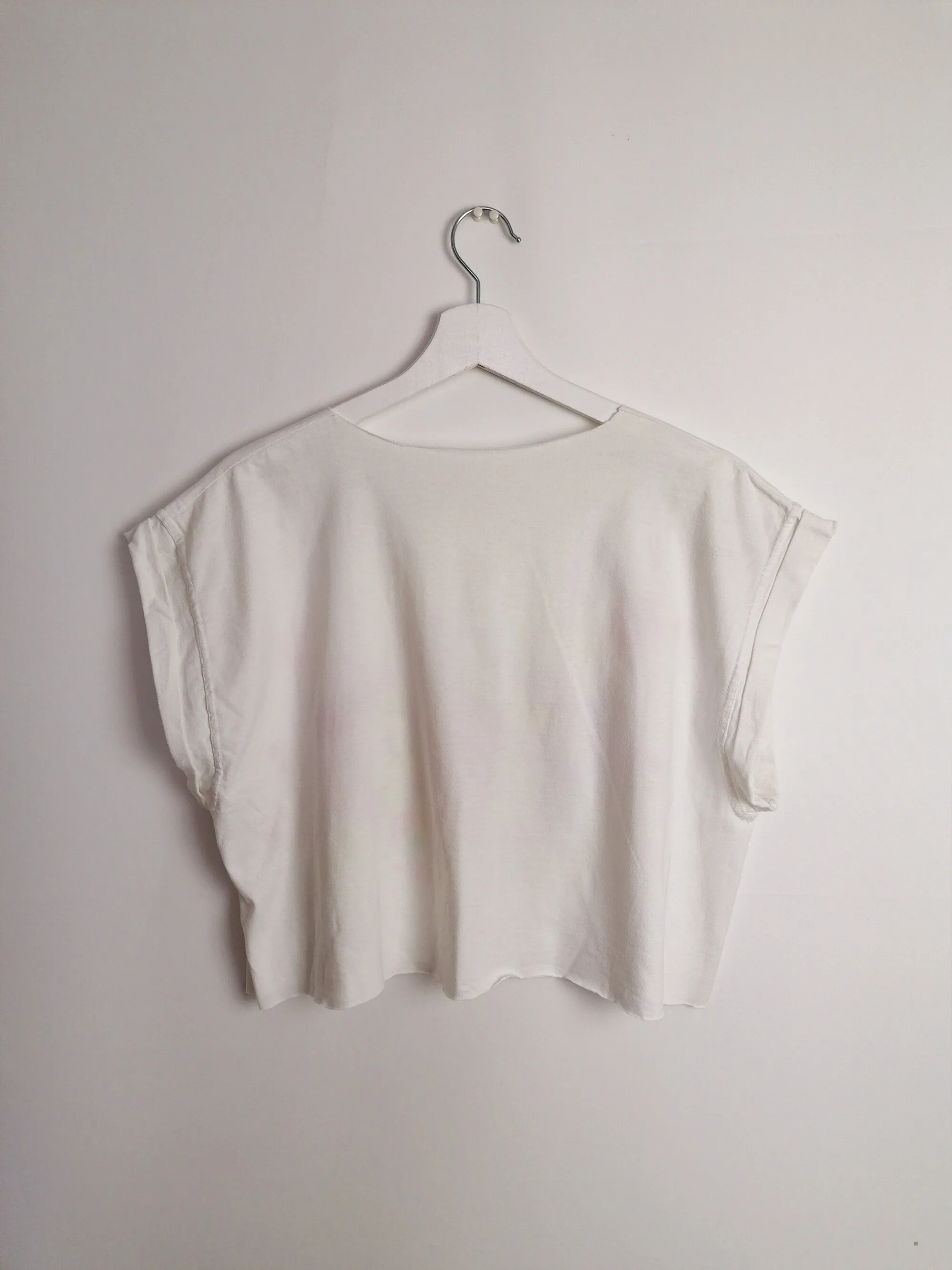 Reworked Hand-painted Rorschach  Crop Top White