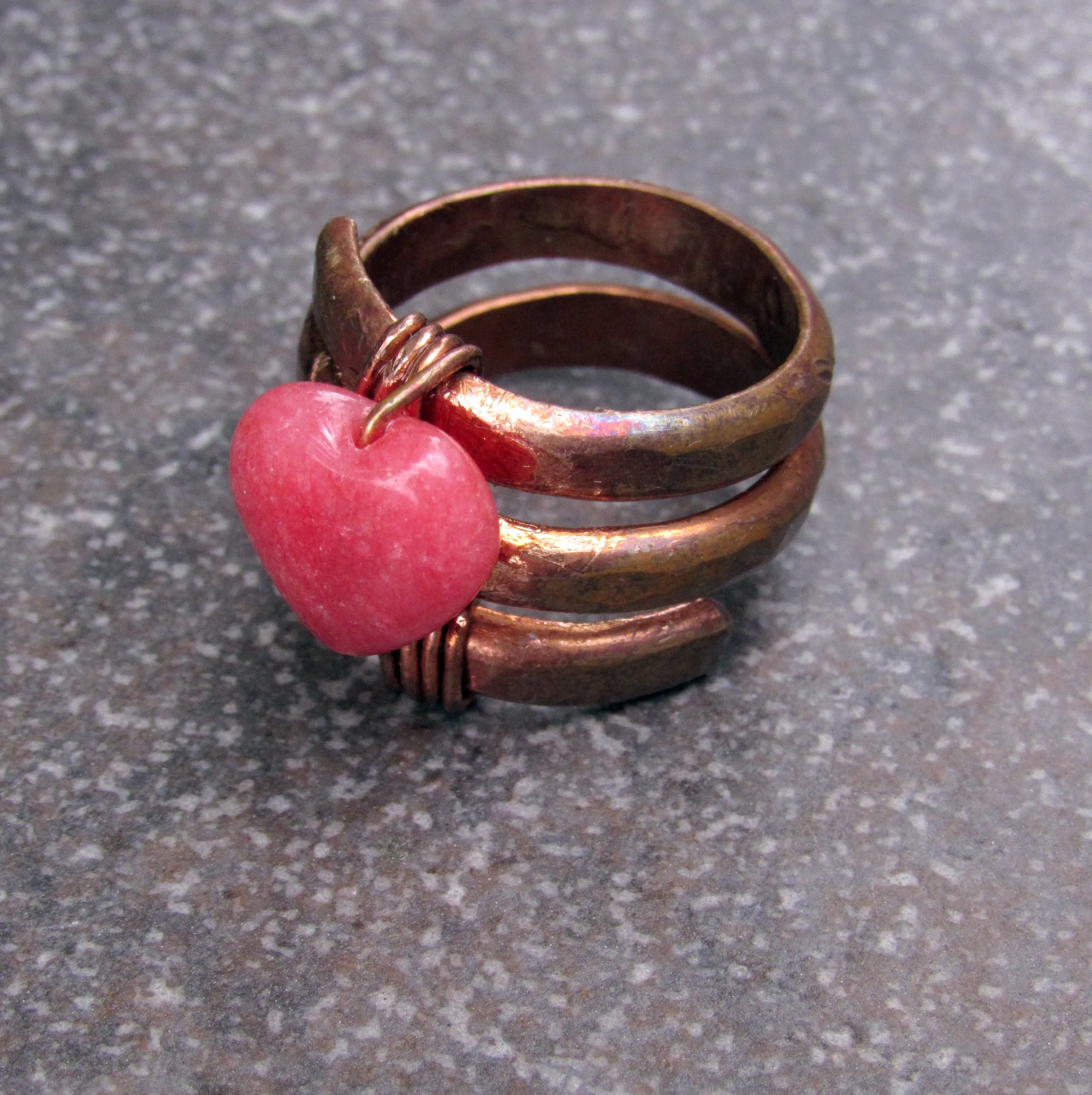 Rhodochrosite Copper ring