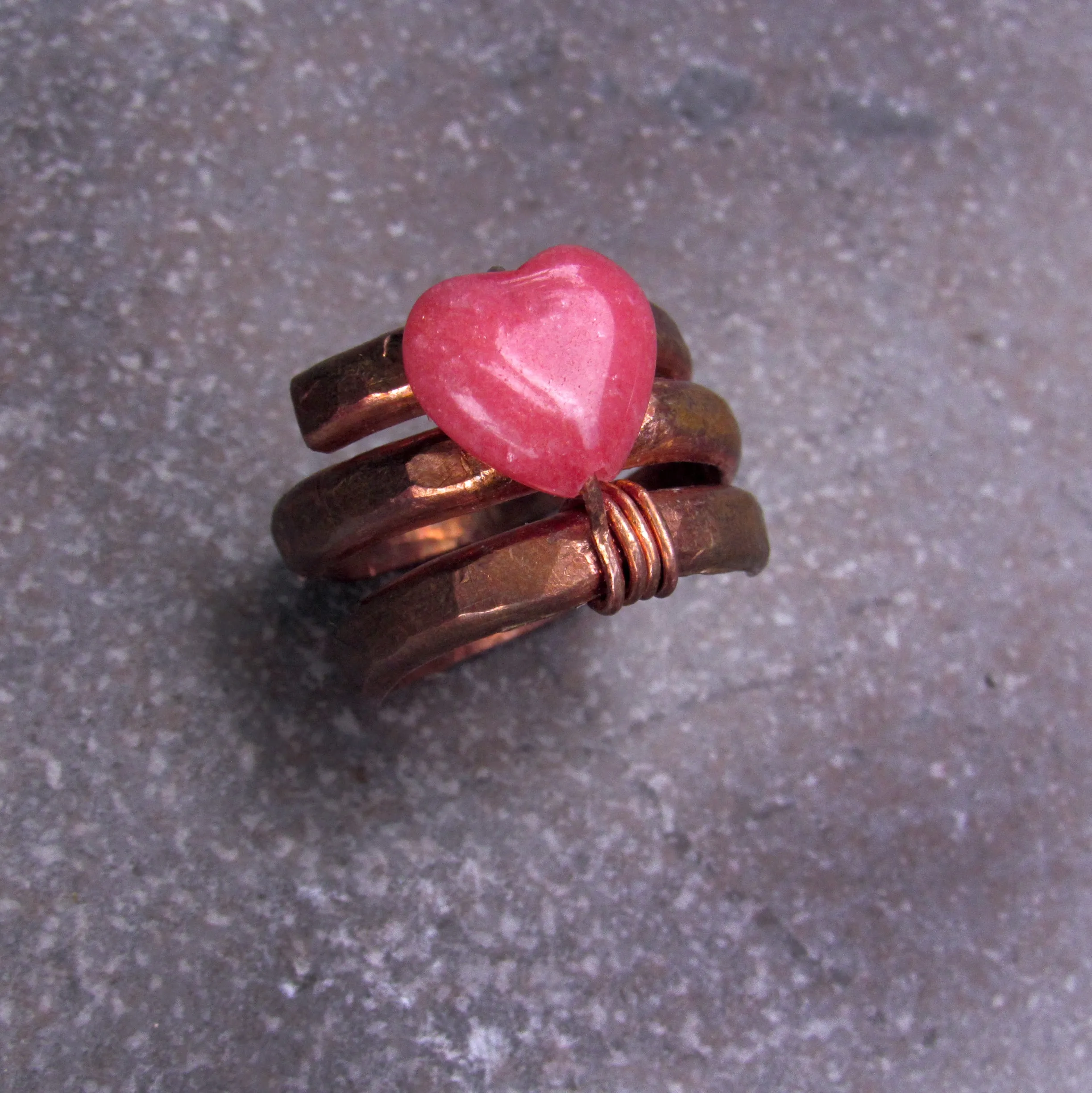 Rhodochrosite Copper ring