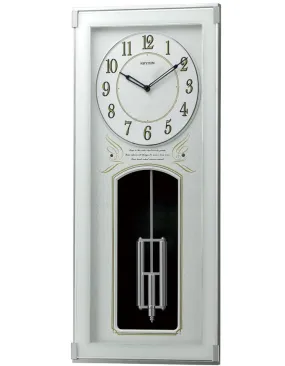 Rhythm Iris Musical Motion Wall Clock - Light Grey - Pendulum - 30 Songs