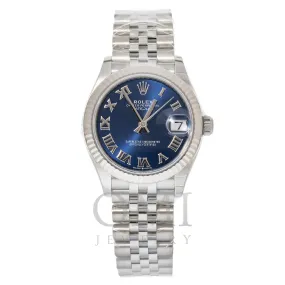 Rolex Datejust 278274 31MM Blue Roman Dial With White Gold Fluted Bezel And Jubilee Bracelet