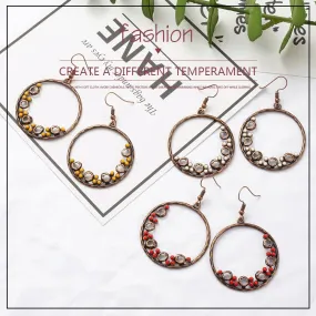 Round Geometric Retro Hoop Pearl Earrings - 3 Styles