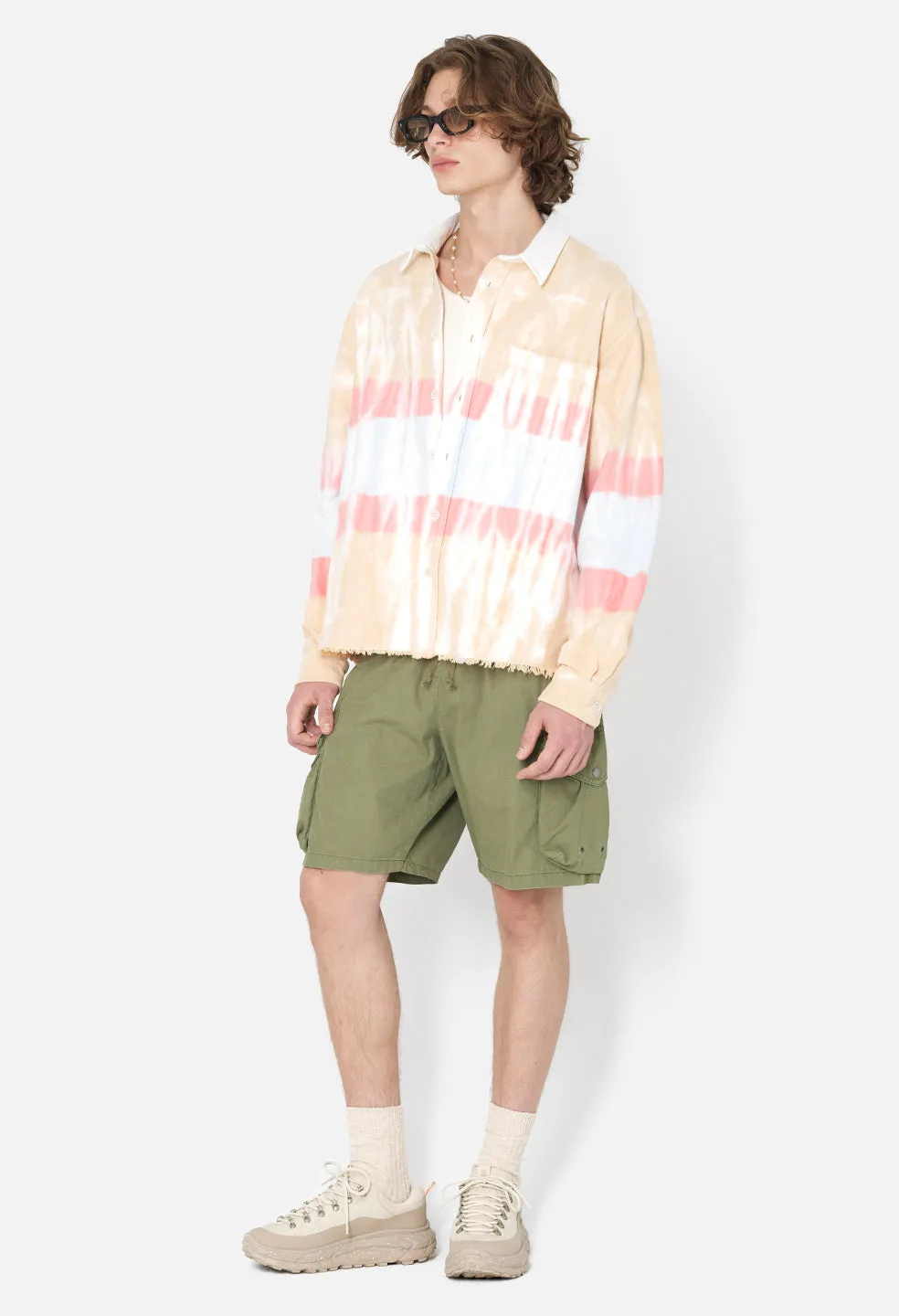 Rugby Hemi Oversized Shirt / Taupe X Blue