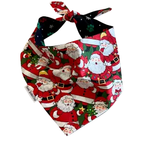 Santa Claus - Christmas Dog Bandanas Classic Tie on Handcrafted