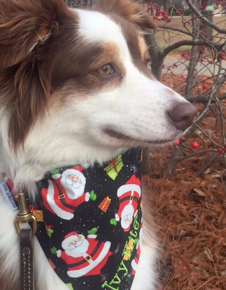 Santa Claus - Christmas Dog Bandanas Classic Tie on Handcrafted