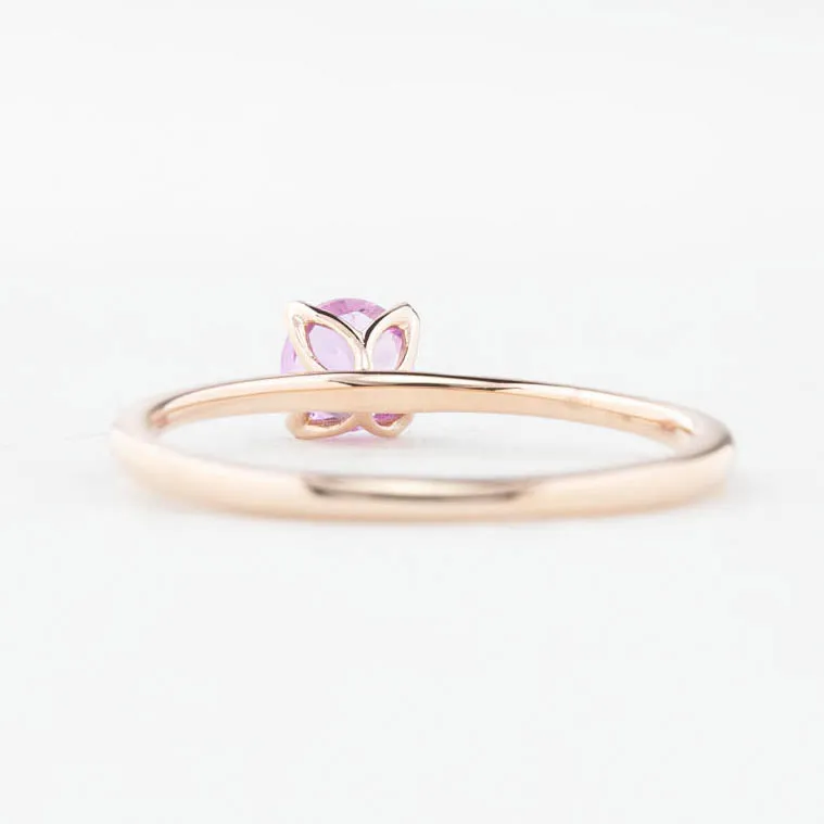 Sara Ring 4.5mm 0.45ct Pink Umba Sapphire 14K Rose Gold (One of a kind)