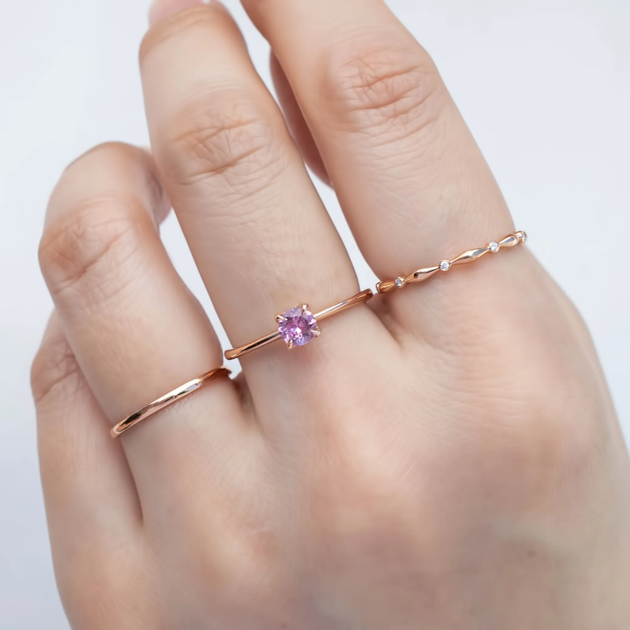 Sara Ring 4.5mm 0.45ct Pink Umba Sapphire 14K Rose Gold (One of a kind)