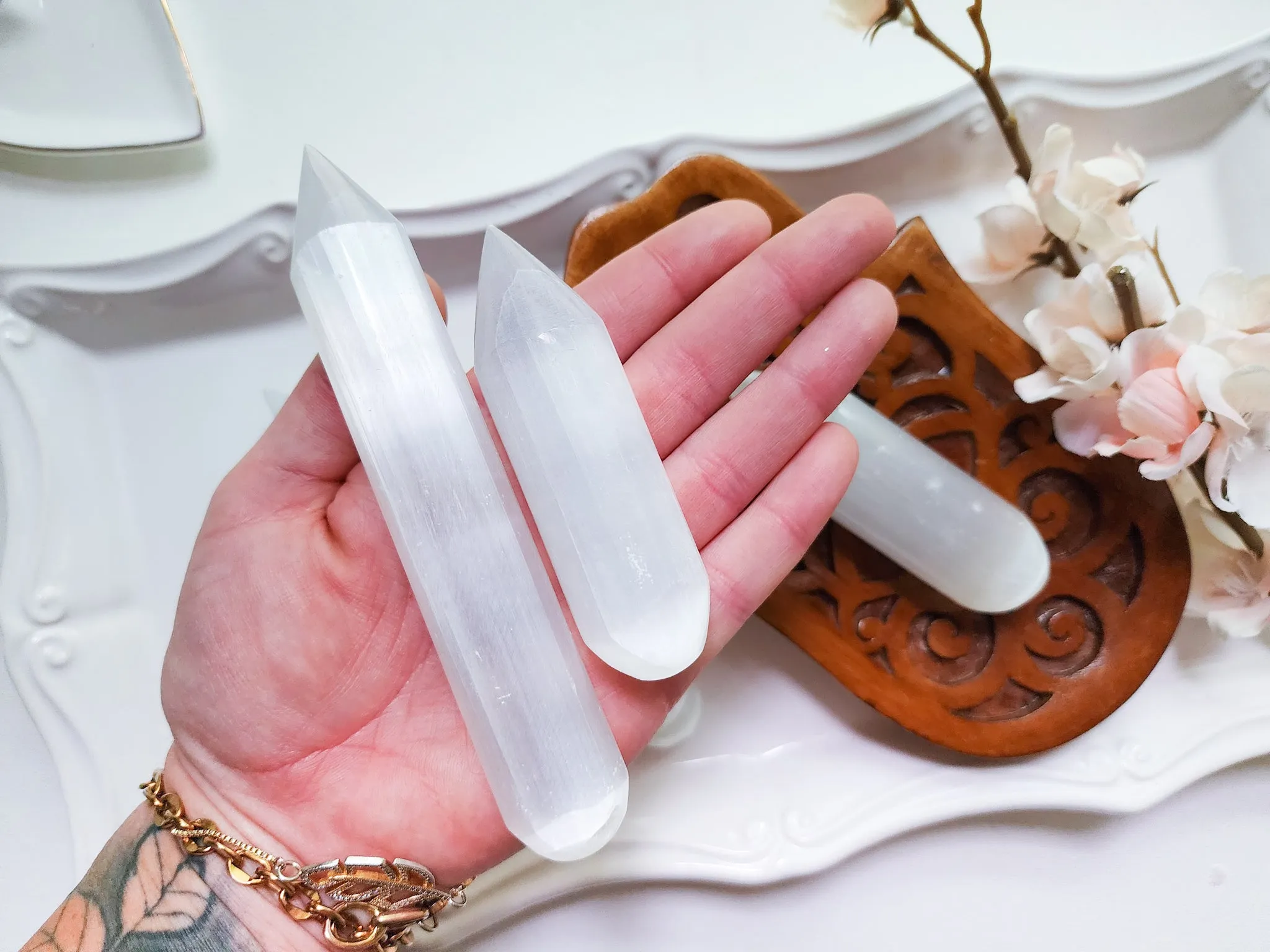 Selenite Pointed Wand